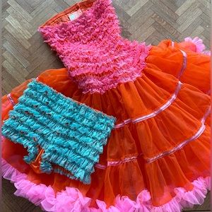 Vintage Sam's Square Dancing Petticoat Tutu Ruched Dress Crinoline Pink Medium